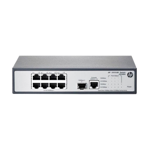 HP 1910-8G Layer 3 Switch with 8 Ports and 1 SFP Port - JG348AR#B8X - Networking Switch for Small Businesses