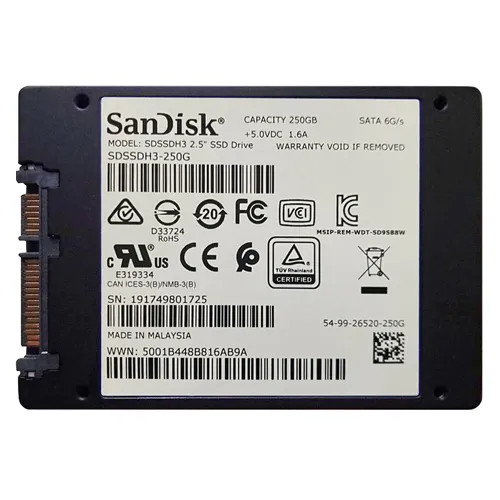 SanDisk 250GB 6Gb/s SATA Single-Level Cell 2.5 SSD for ProLiant DL360p Gen8 Servers - SDSSDH3-250G-G2