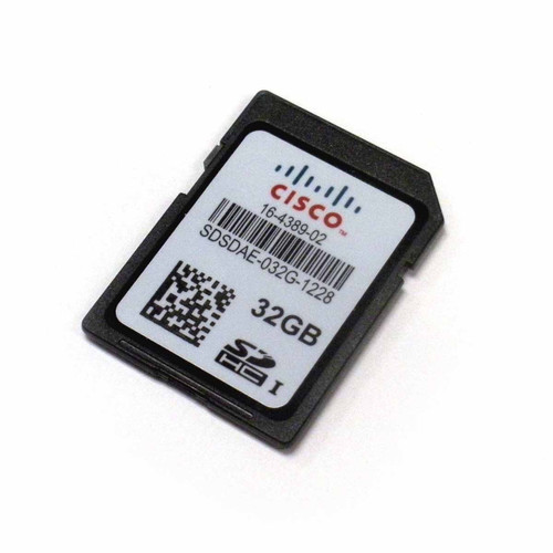 Cisco 32GB Compact Flash SD memory card for data storage in networking equipment.