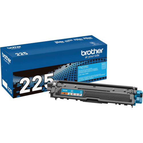 Brother TN225C Cyan Toner Cartridge for Laser Printer, Cyan toner, compatible with Brother laser printers, model TN225C.