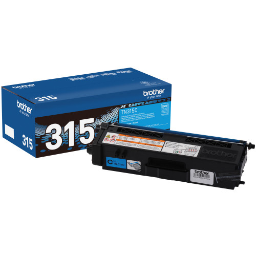 Brother TN315C Cyan Toner Cartridge for laser printers, high yield, vibrant color, ideal for office printing needs.
