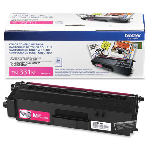 Brother TN331M Magenta Toner Cartridge for Brother printers, compatible with laser printing in office settings.