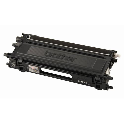 Brother TN-115BK Black Toner Cartridge for printers, high yield, ideal for professional black printing.