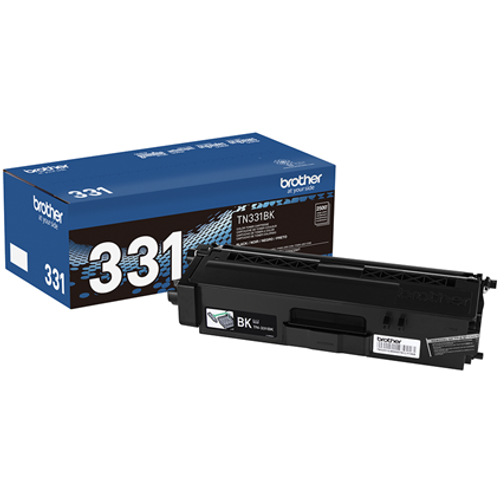 Brother TN-331BK black toner cartridge for printers, high-yield, suitable for office printing needs.