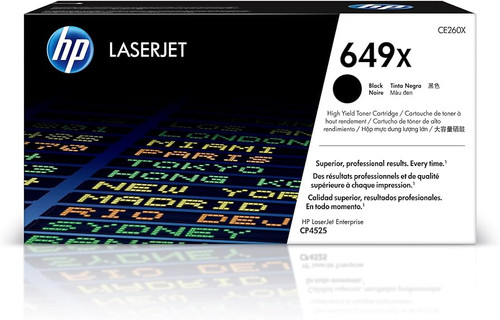 HP CE264X black high-yield toner cartridge for HP LaserJet printers, compatible with HP office printer models.