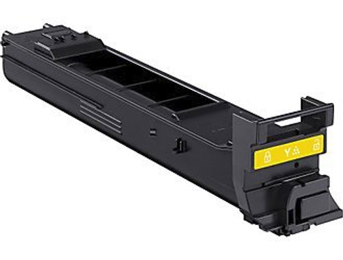Konica Minolta A0DK232 Yellow High-Yield Toner Cartridge for Laser Printers, compatible with professional office printing.
