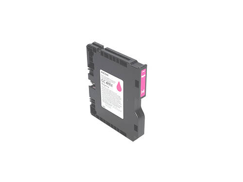 Ricoh GC-41M magenta ink tank, compatible with Ricoh printers, high-capacity, and designed for vibrant color printing.