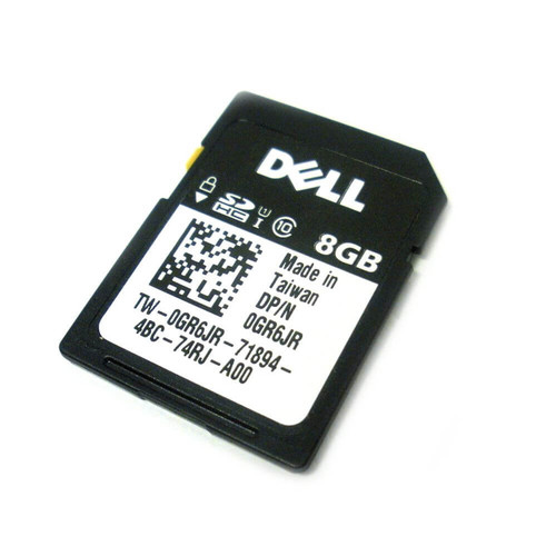 Dell 8GB iDRAC V Flash SD Card, part 0GR6JR, for server management and data storage in enterprise environments.
