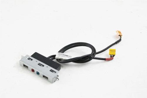 Lenovo ThinkStation front panel with dual USB ports and audio jack for easy access and connectivity.
