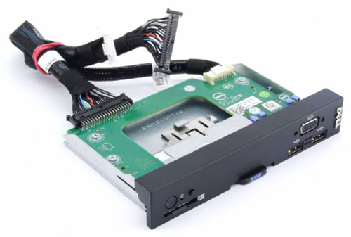 Dell PowerEdge T620 front I/O panel with multiple ports, easy access for server maintenance and connectivity.