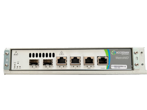 Accedian Networks MetroNID Interface Device 501-043-01, high-speed network access and monitoring for telecom infrastructure.