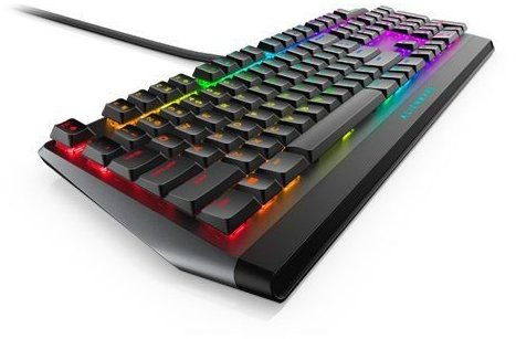 Alienware AW510K low-profile RGB gaming keyboard, durable build, customizable backlit keys, ideal for gaming setups.