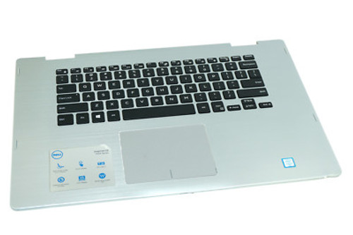 Dell Inspiron 7569 palmrest assembly, black, with keyboard and touchpad, for laptop repair and replacement.