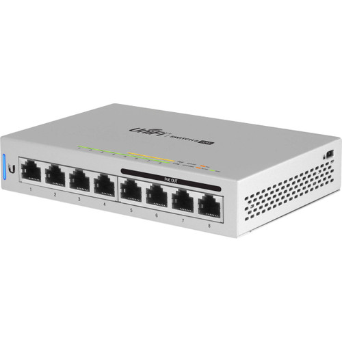 Ubiquiti EUA-8-60W 8-Port Gigabit PoE Switch for reliable network expansion and power over Ethernet setups.