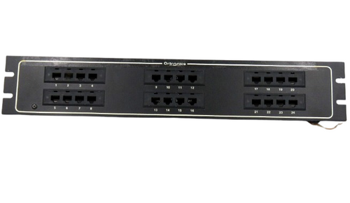 ORTRONICS 24-port voice data panel OR-809004903, for networking and communications setup in server rooms and offices.