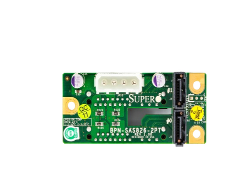 Supermicro BPN-SAS826-2PT 2-bay rear backplane board for server storage, supporting hot-swappable drives. Supermicro BPN-SAS826-2PT 2-bay rear backplane board for server storage, supporting hot-swappable drives.