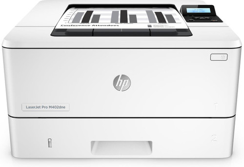 HP Laserjet Pro M402DNE A4 Mono SFP Printer for high-speed black-and-white printing in office settings.