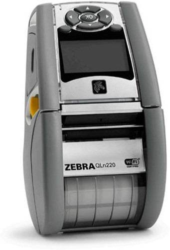 QLn220 Zebra mobile thermal label printer with WiFi and Bluetooth for on-the-go labeling tasks.
