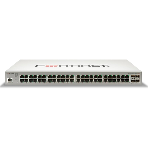 Fortinet FortiSwitch 48-Port GbE PoE Managed Switch, ideal for enterprise network expansion and reliable connectivity.