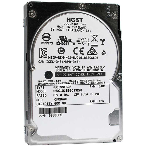 HGST Ultrastar C10K1800 600GB 10K RPM SAS 12Gb/s 512n 128MB 2.5" HDD for enterprise storage