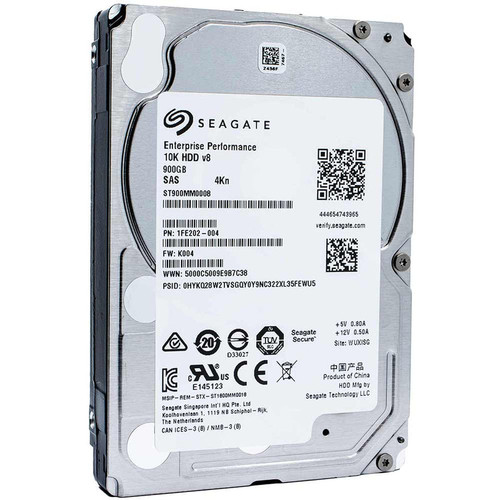 Seagate Enterprise Performance 900GB 10K RPM SAS 12Gb/s 4Kn 2.5in hard drive for high-speed enterprise storage.