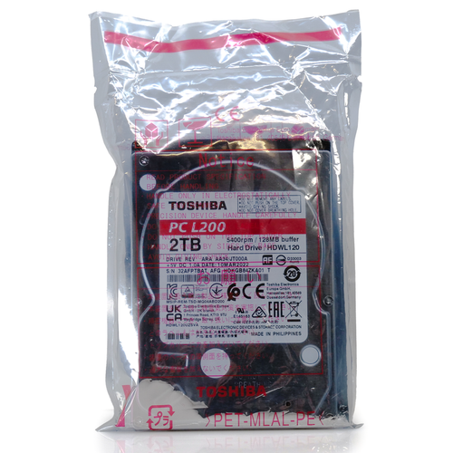 Toshiba MQ04ABD200 L200 2TB 2.5in SATA 6Gb/s Laptop Hard Drive with 5.4K RPM for reliable storage.