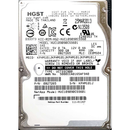 HGST - 0B27257 - HDD 900GB 10K RPM SAS 6Gb/s 2.5"