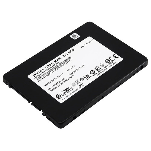 Micron 5300 MAX 480GB SATA 6Gb/s 2.5in SSD for data storage and high-speed computing.