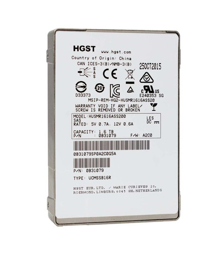 HGST HUSMR1616ASS200 Ultrastar SSD1600MR 1.6TB SAS SSD