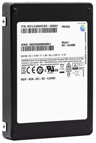 Samsung PM1633 480GB SAS 12Gb/s 2.5" SSD for enterprise data storage and high-speed server applications.
