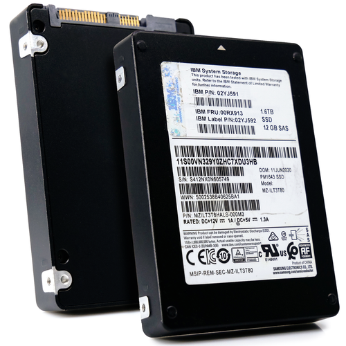 Samsung/IBM PM1643 1.6TB SAS 12Gb/s 2.5in SSD for enterprise storage and high-performance computing.