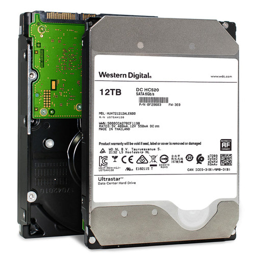 HGST Ultrastar He12 12TB 7.2K RPM SATA HDD, 512e, 256MB cache, for enterprise storage, part 0F29603.