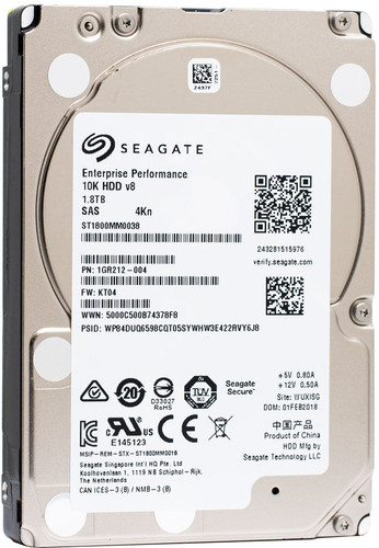 Seagate Enterprise 1.8TB 10K RPM SAS 12Gb/s 2.5" SED HDD for data centers and high-performance storage.