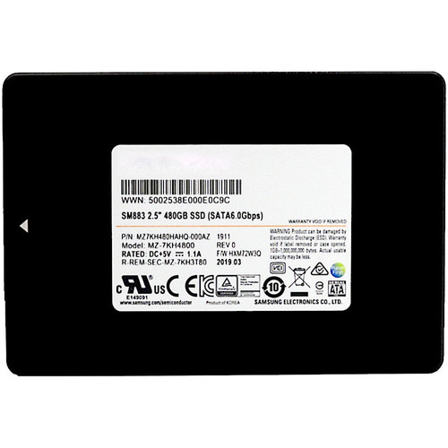 Samsung SM883 480GB SATA SSD, 2.5in, high-speed storage for laptops and desktops.