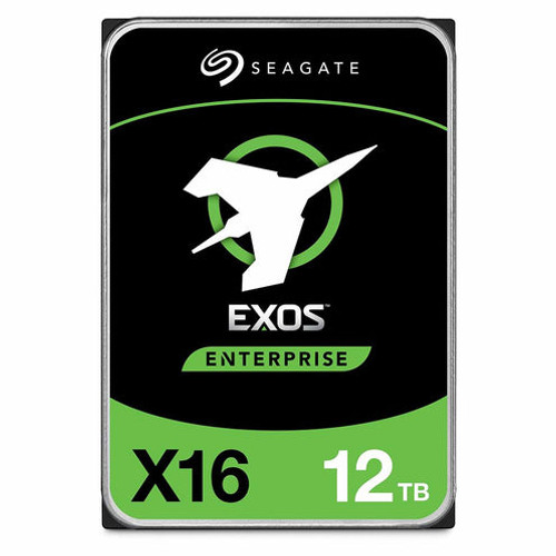 Seagate Exos X16 12TB 7.2K RPM SATA 6Gb/s 4Kn 3.5in hard drive, ideal for enterprise storage and data centers.
