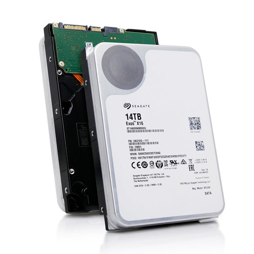 Seagate Exos X16 14TB 7.2K RPM SATA 6Gb/s 512e 3.5in hard drive for enterprise storage and data centers.