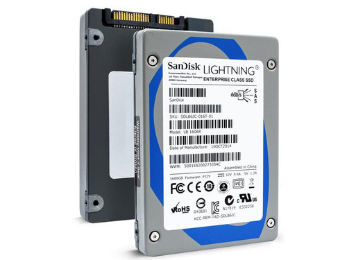 SanDisk Lightning 1.6TB SAS SSD, 6Gb/s, 2.5" read-intensive drive for high-performance data storage.