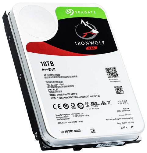 Seagate IronWolf 10TB NAS HDD, 7.2K RPM, SATA 6Gb/s, 256MB cache, ideal for network storage.