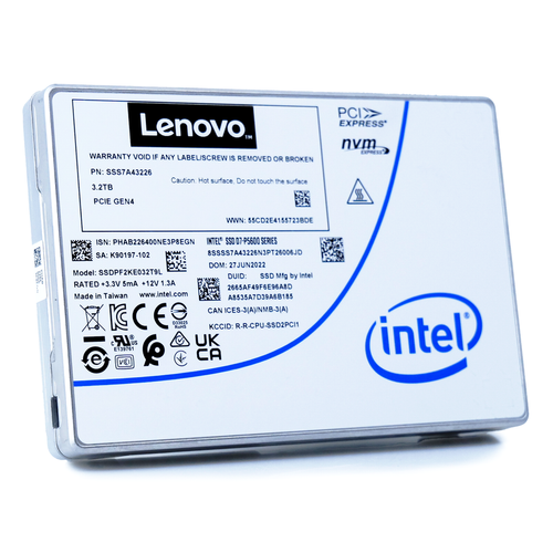 Intel/Lenovo P5600 3.2TB U.2 SSD for high-speed data storage in enterprise servers.