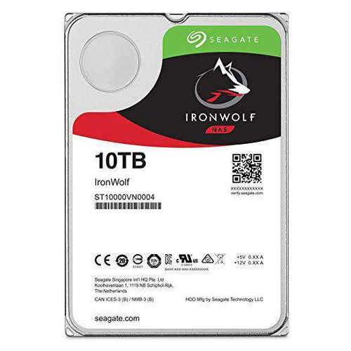 Seagate IronWolf 10TB NAS HDD, 7.2K RPM, SATA 6Gb/s, 256MB cache, for data storage and NAS systems.