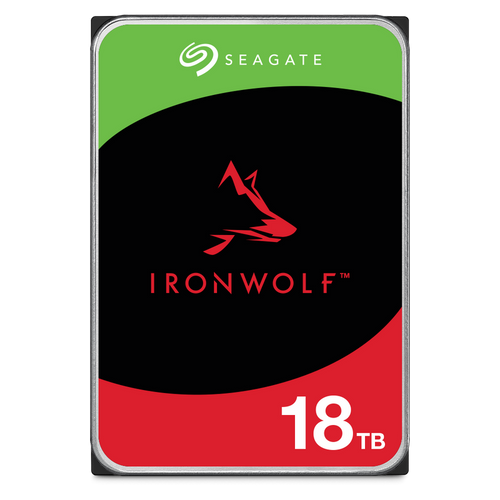 Seagate IronWolf 18TB NAS 3.5in HDD, 7.2K RPM, SATA 6Gb/s, CMR for data storage and network use.