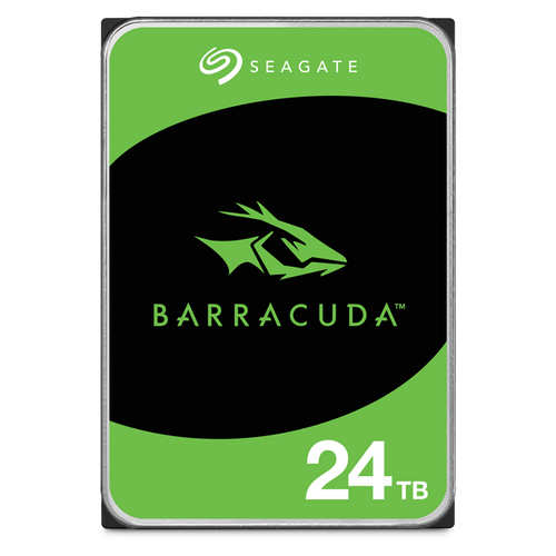 Seagate Barracuda 24TB 7.2K RPM SATA 6Gb/s 3.5in hard drive for high-capacity data storage.