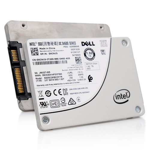 Intel/Dell DC S4500 1.92TB SATA SSD, 3D TLC, 2.5in, ideal for enterprise storage and data center use.