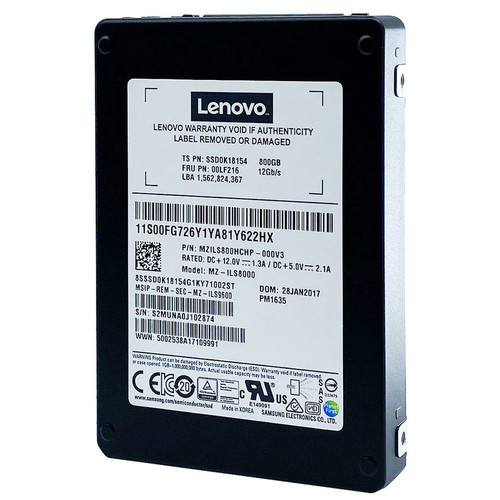 Lenovo PM1635 800GB SAS 12Gb/s 2.5in SSD for enterprise storage and data center applications.