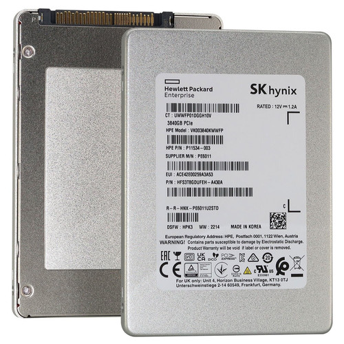 SK Hynix HP PE6011 3.84TB PCIe Gen 3.0 x4 NVMe SSD for high-performance data storage in enterprise servers.
