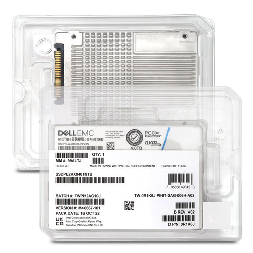 Dell 0R1K6J P4510 T 4TB PCIe Gen 3.1 U.2 NVMe SSD