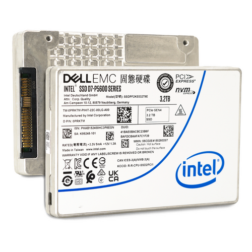 Dell 3.2TB PCIe Gen 4.0 NVMe SSD, 8GB/s, 2.5in U.2, for high-speed data storage in enterprise servers.