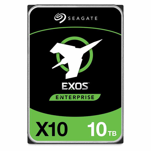 Seagate Exos X10 10TB 7.2K RPM SATA HDD, 512e, 256MB cache, 3.5" SED-FIPS for enterprise storage.