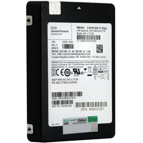 HP PM1643 P02435-003 3.84TB SAS 12Gb/s 2.5in SSD, high-performance storage for enterprise servers.