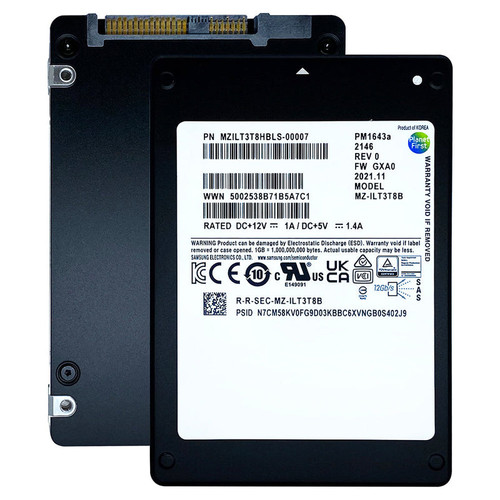 Samsung PM1643a 3.84TB SAS 12Gb/s 3D TLC SSD for enterprise storage and high-performance data centers.